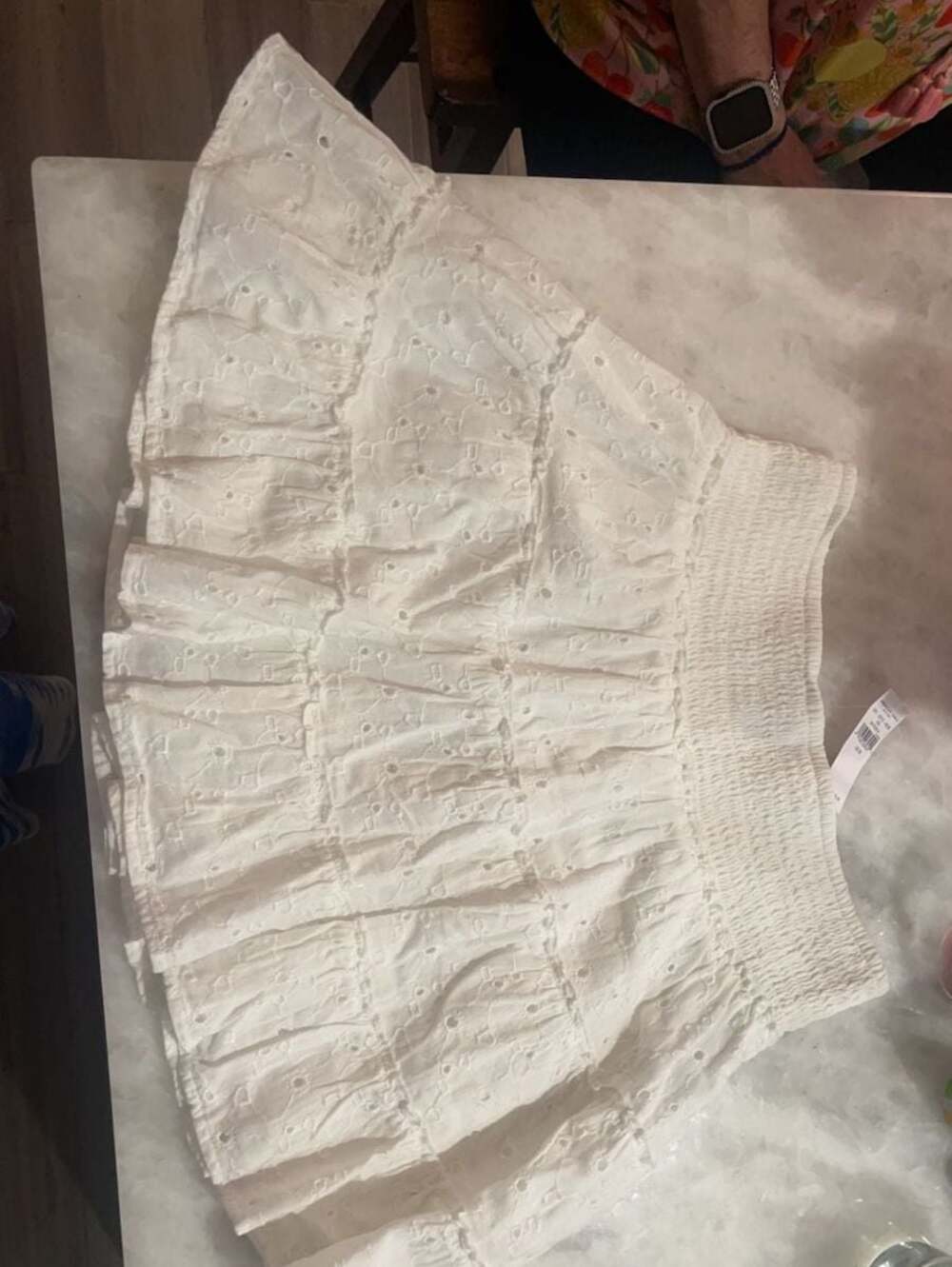 American Eagle White Eyelet Tiered Mini Skirt Size M